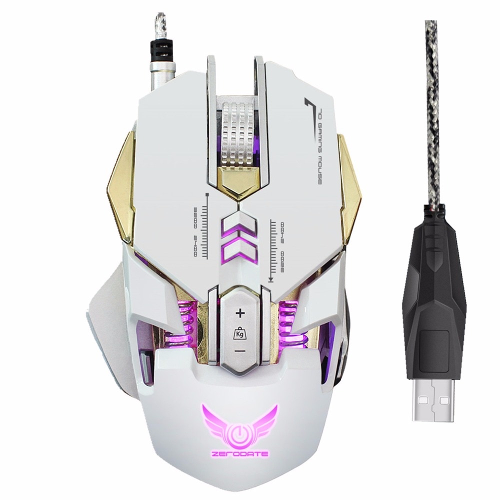 Wired USB E-sport Mouse Computer Mouse Ergonomic 7 buttons breathing lights Gaming 3200dpi Optical Mice White Game Mouse