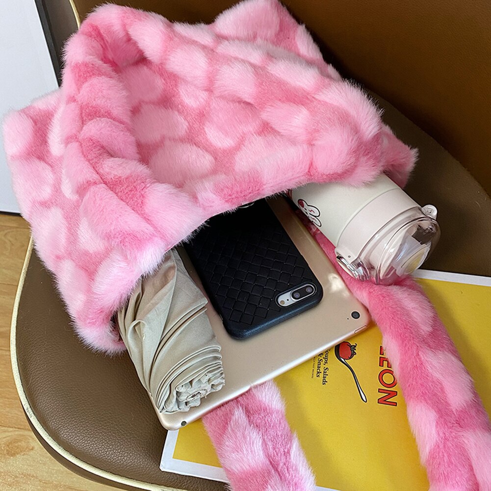 Neue Winter Flauschige Großen Schulter Tasche Für Frauen Leopard Zebra-Print Unterarm Taschen Liebe Herz Muster Weichen Plüsch Warme Pelz tote Taschen