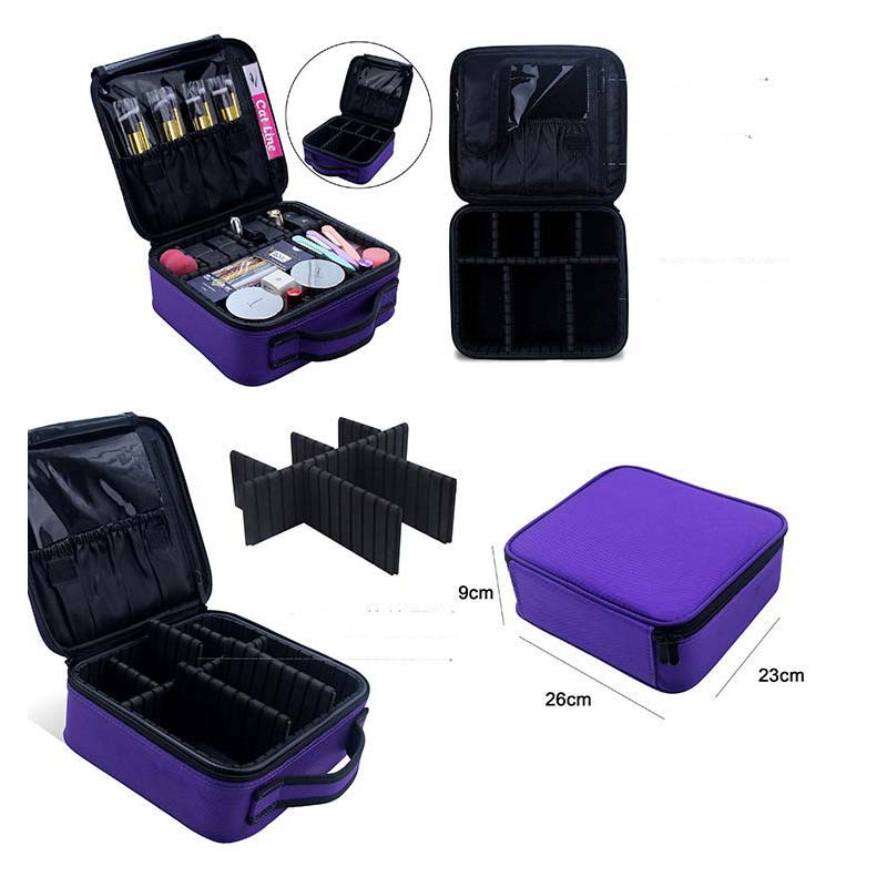 Travel Makeup Train Cosmetic Case Makeup Organizer Portable Artist Storage Bag With Adjustable Dividers for Cosmetics Brushes