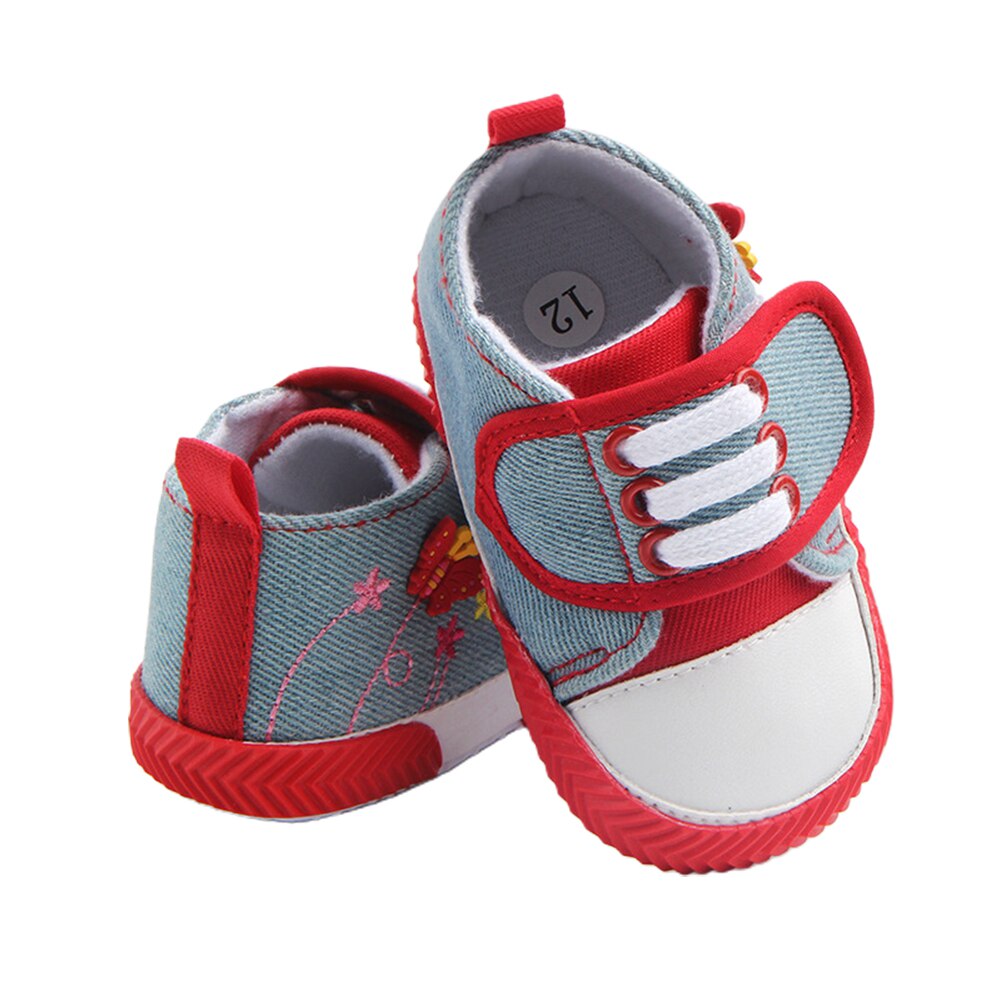 Zapatillas deportivas infantiles para bebés, bonitos zapatos de Primeros pasos antideslizantes con bordado Floral de mariposa para niñas pequeñas