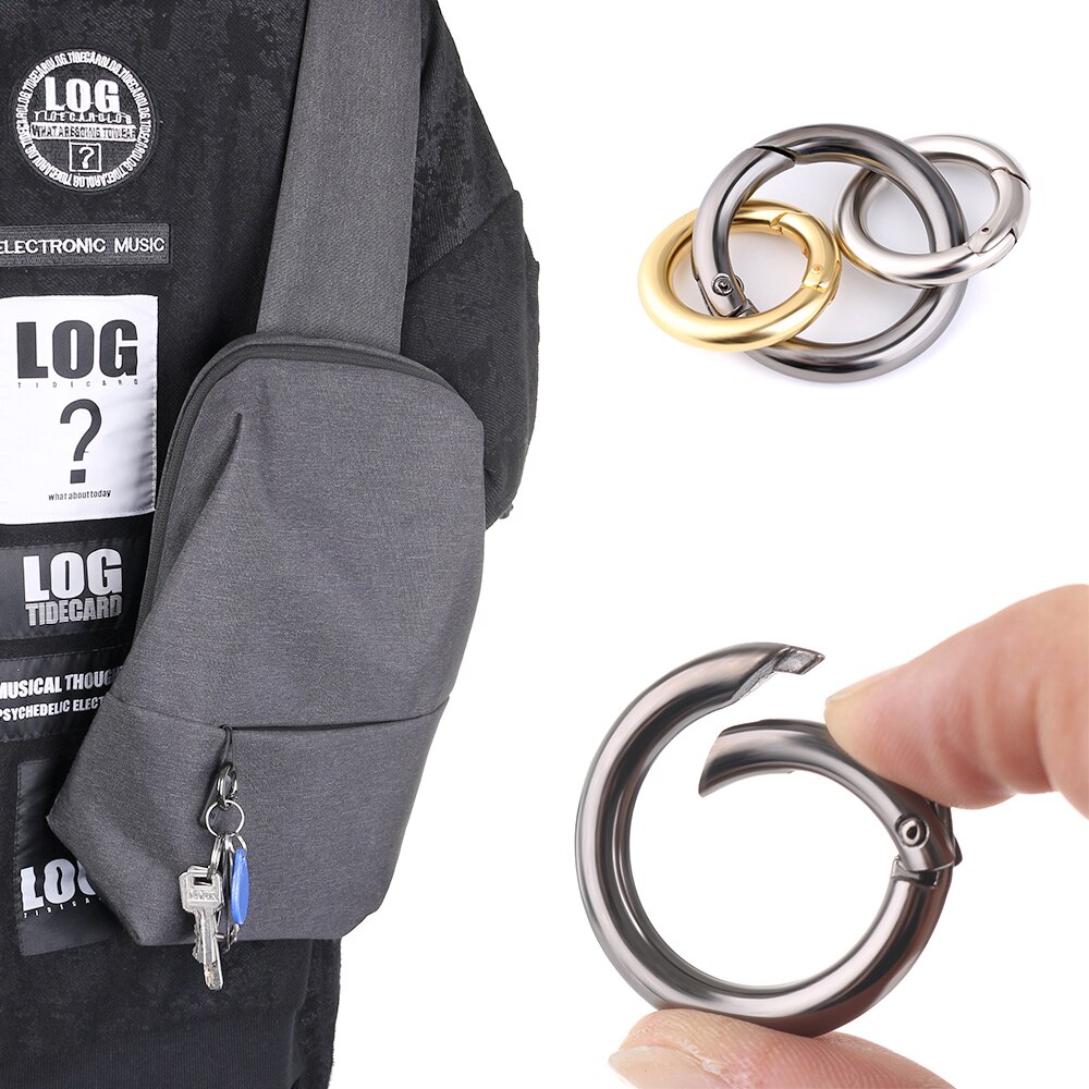 Metal Spring Gate O Ring Openable Keyring Leather Bag Belt Strap Buckle Dog Chain Snap Clasp Clip Trigger Luggage Leathercraft