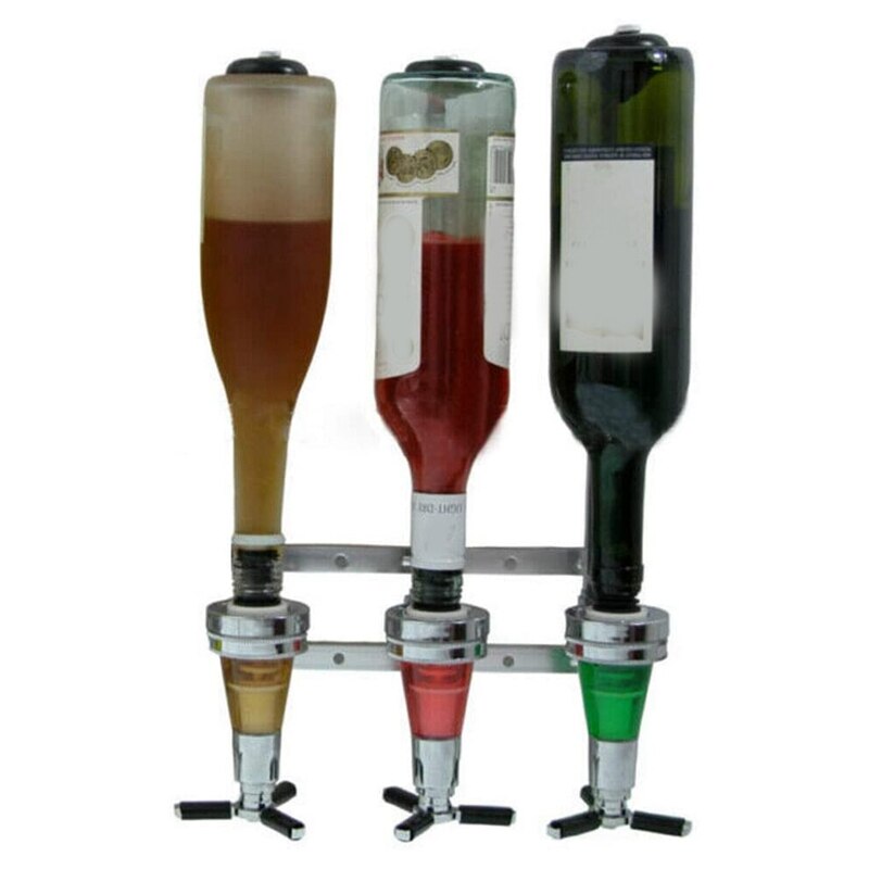 Bar Tools Wall Mounted 3-Station Liquor Dispenser Wine Pourers Wine Dispenser Alcohol Bottle Dispenser Drinking Pourer