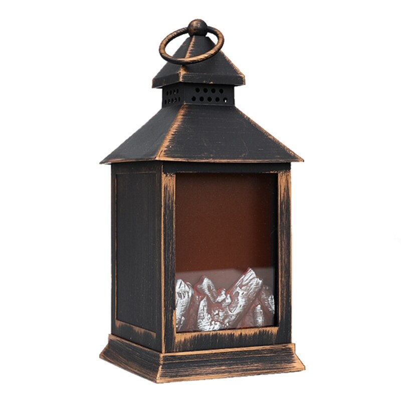 Metal Flickering Flame Lantern Indoor Hanging Lanterns LED Flame Lights W0YC: A