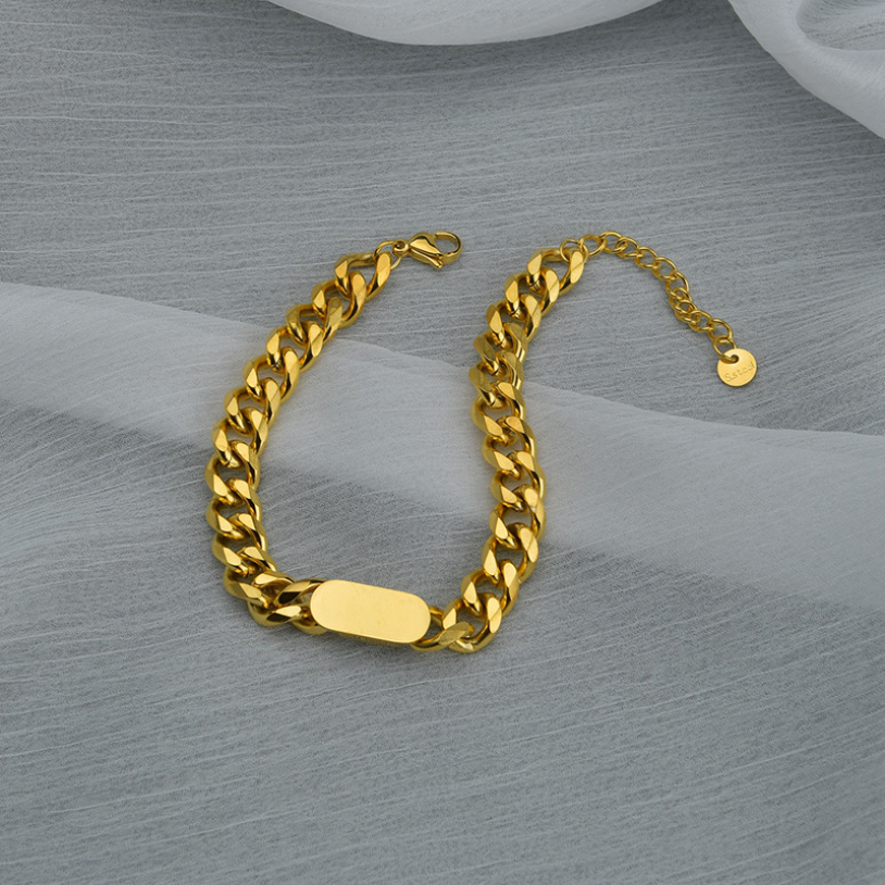 316L Roestvrij Staal Mode Upscale Sieraden Hip-Hop Punk Minimalisme Charm Dikke Ketting Armbanden Voor Vrouwen