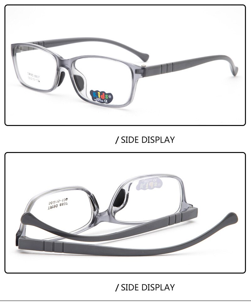 Børne briller bsx 8837 pige drenge fuld rim stel studerende kan udstyre nærsynethed linse  tr90 briller behagelig silikone næsepude: C3
