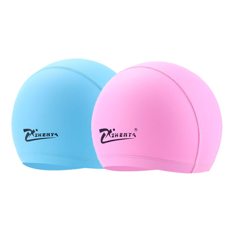 Gorros de natación impermeables para hombres y mujeres, de tela PU, impermeables, para niños y niñas, para piscina, para adultos: 2 PCS (Blue Pink)
