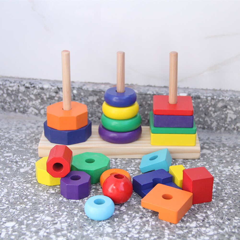 Houten Geometrische Vorm Stacker Sorteren Board Peuter Childhood Development Speelgoed Bouwen Vroege Vorm Kleur Grootte Verschillende Vaardigheden Speelgoed