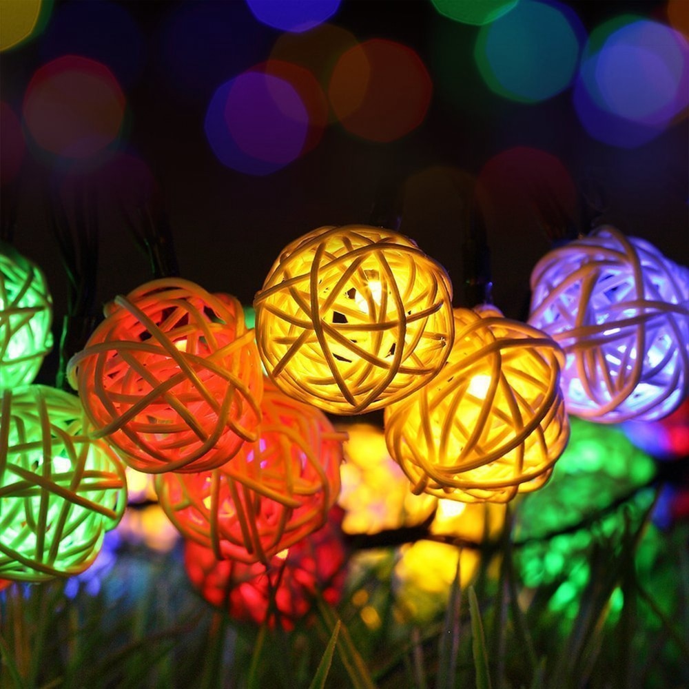 220v 6m 40 led varm hvid led kuglelys fe string lys belysning rattan kugle led lys bryllupsfest dekoration