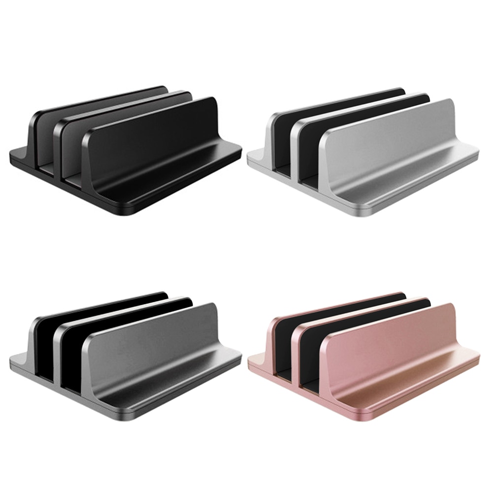 Double Slots Vertical Laptop Stand Book Notebook Bracket Aluminum Alloy Tablet for Office Caring Computer Supplies