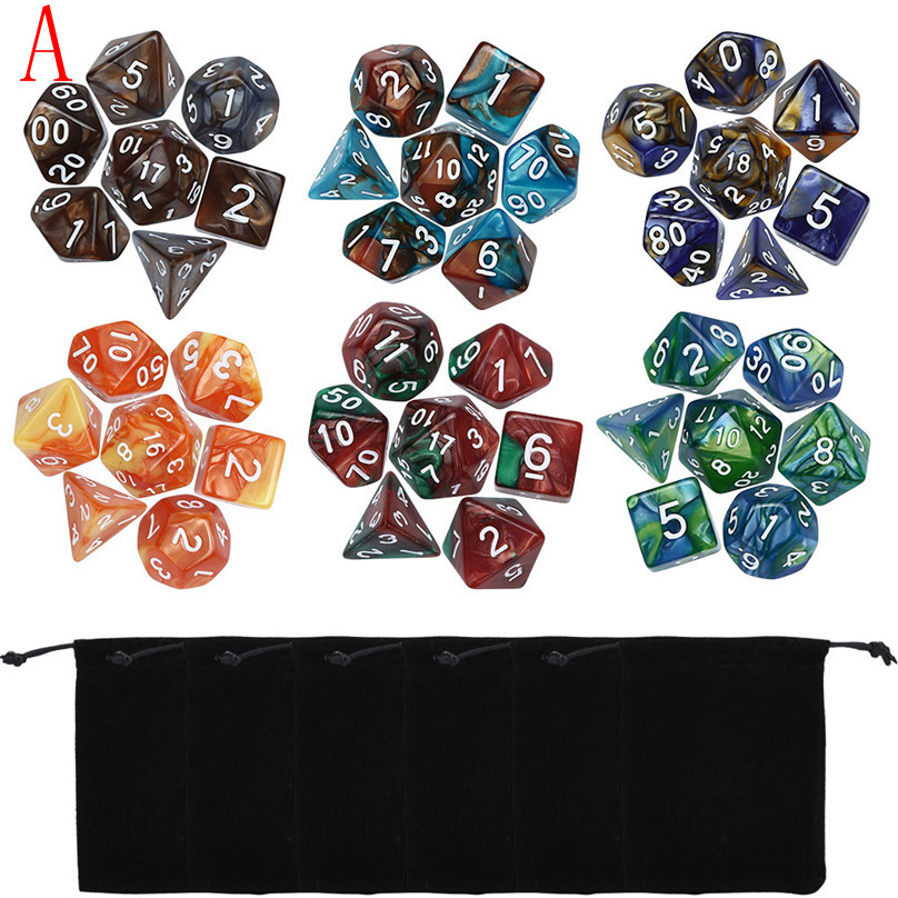 42pcs/Set Digital dice Game dices set Polyhedral D4-D20 Multi Sided Acrylic Dice with black bag #4d12