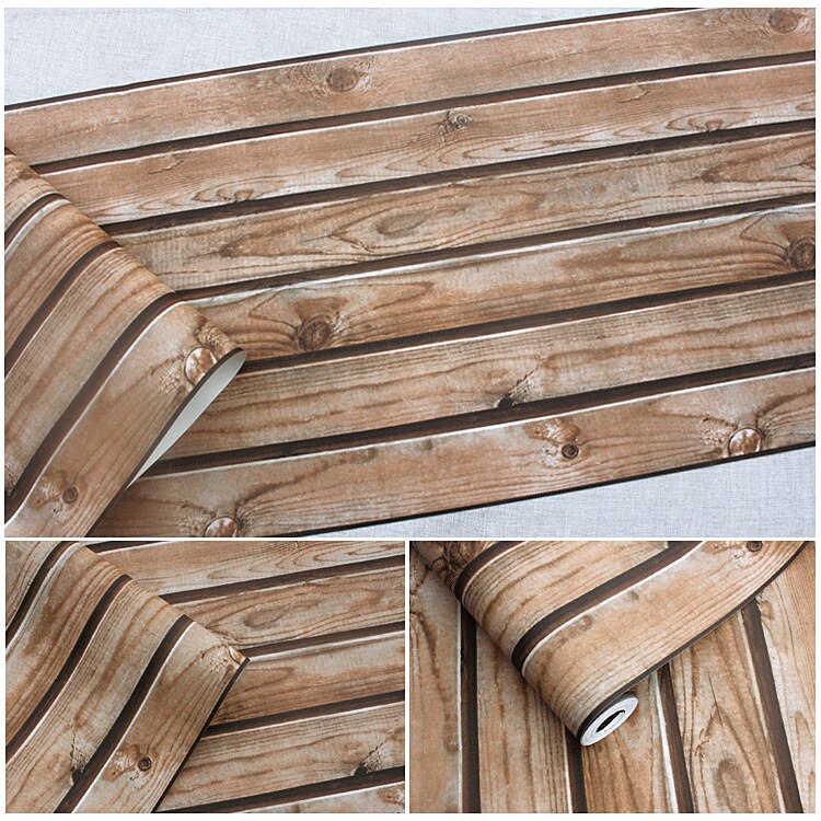 3D 3D Wood Texture Chinese Imitation Wood-Grain Wallpaper Log Color Vintage Wood Ceiling Attic Ceiling Wallpaper: 403
