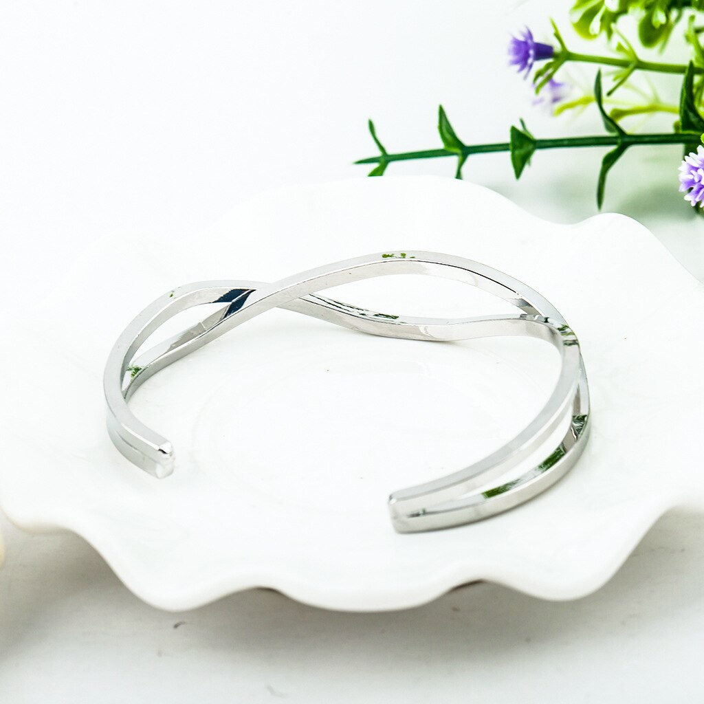 lady lady girl girlfriend female loved ones couple metal gold silver color double solid smooth opening pop bracelet