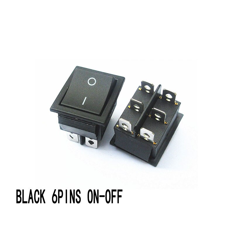 5PCS KCD4 Rocker Switch 2/3 Position 4/6 Pins Electrical Equipment With Light Power Switch Switch 16A 250VAC/ 20A 125V ON-OFF-ON: 6PIN  ON-OFF BLACK
