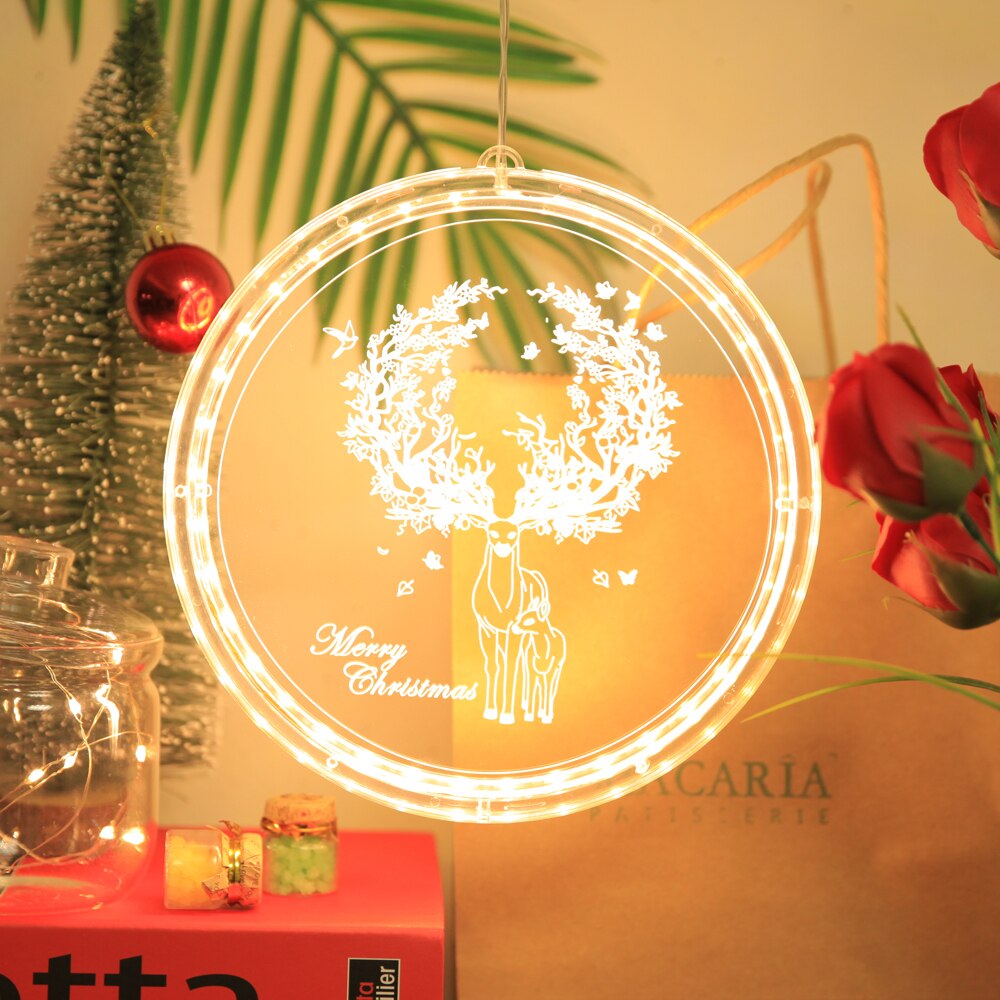 Led string lampa singel 3d hängande lampa heminredning modellering layout fönster julljus för vardagsrum inomhusbelysning: A6