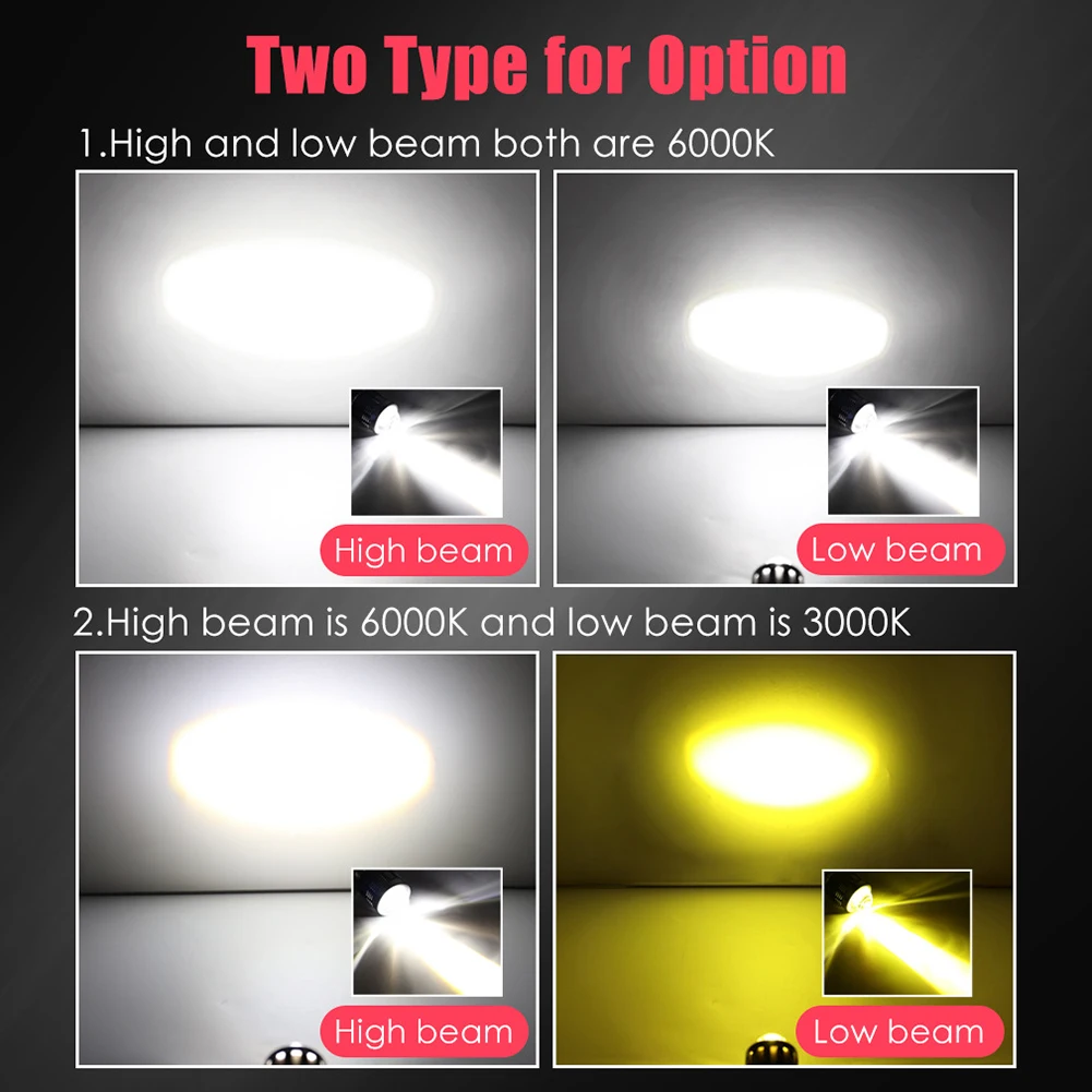 1pcs 12V H4/HS1 H6/BA20D 15W LED 6 COB Motorcycle Headlight Bulb 1200LM 6000K Hi/Lo Beam Light White Yellow Light
