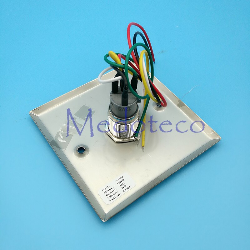 Square stainless steel exit button with blue color led light 12V with no nc com for Access control system exit button