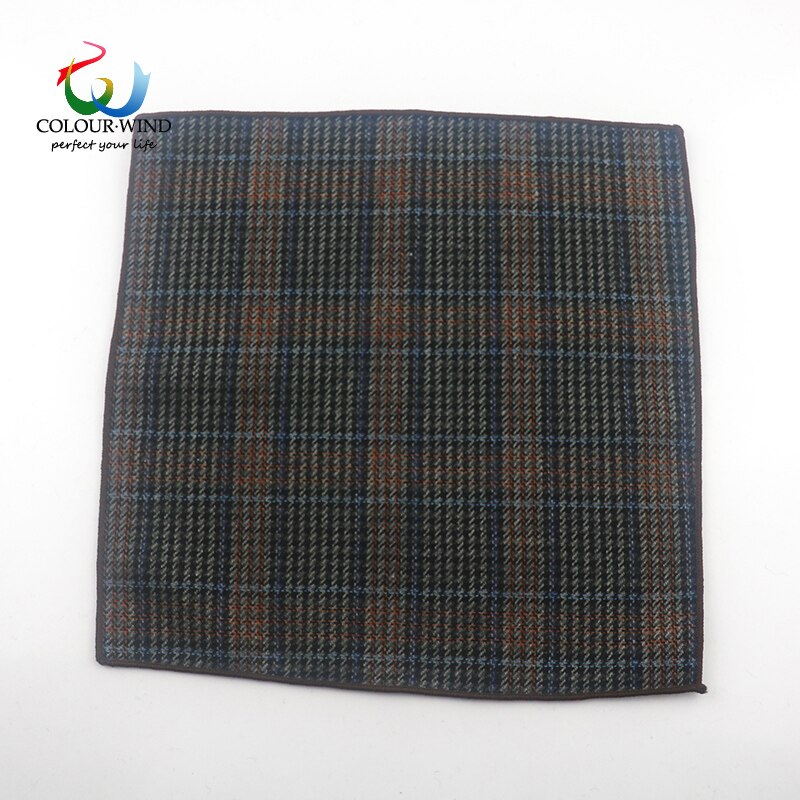 Classic Style Men's Handkerchief Scarves Vintage Wool Hankies Men's Pocket Square Striped Solid Cotton 24*24CM