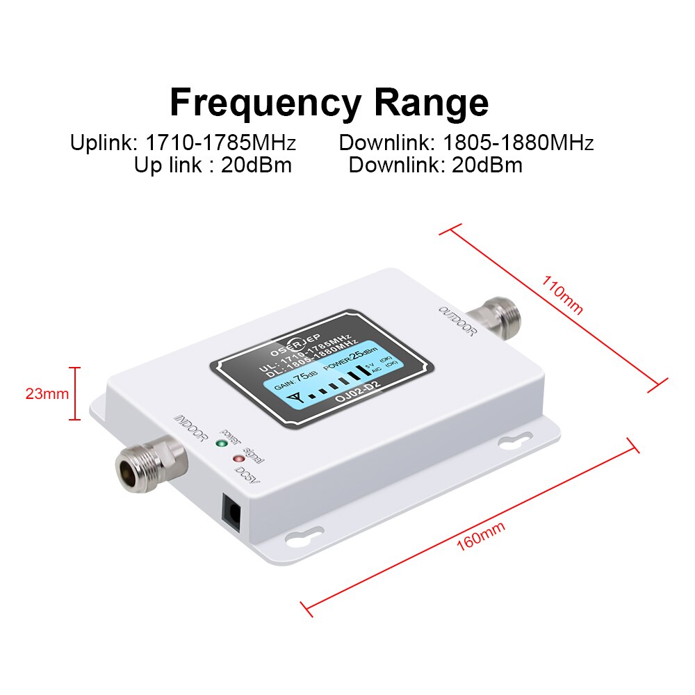 4G LTE Repeater 1800 LCD 70dB 2g 4g Cell Phone Signal Repeater DCS Band3 1800MHz Mobile Amplifier GSM Signal Booster + Antenna