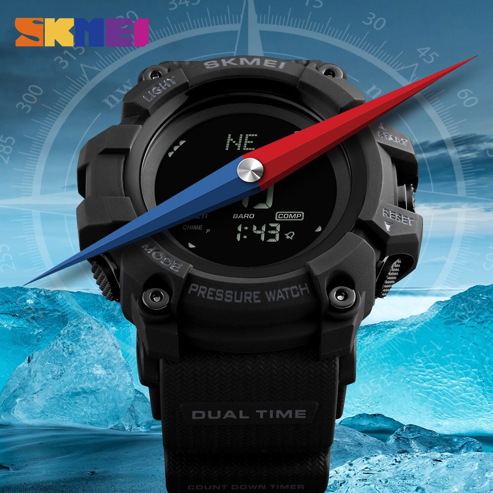 Skmei Outdoor Horloges Heren Druk Kompas Sport Digital Horloges Hoogtemeter Weer Tracker Waterdicht Reloj Hombre 1358