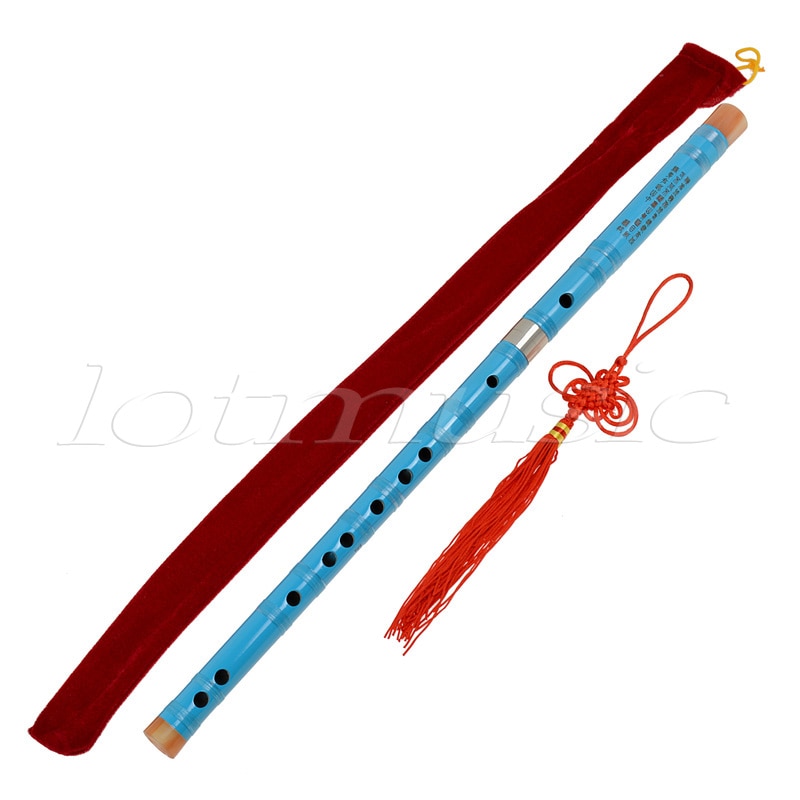 Kmise pintura azul tradicional china flauta de bambú Dizi Pluggable F instrumento Musical clave