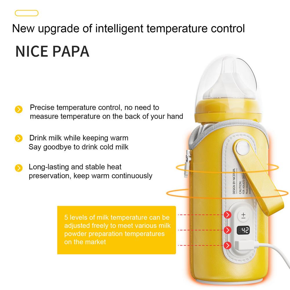 Baby Bottle Warmer Portable Milk Bottle Warmer 5 Speed Adjustment Infant Feeding Bottle Heated Cover Insulation Thermostat