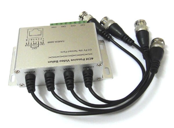 4CH Balun CCTV 4 Channel Passive Transmitter Video Balun BNC Female to UTP Rj45 Cat5