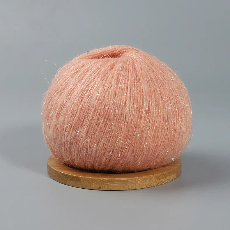 50 g Spitzen-Mohairgarn mit Pailletten, Häkel-Strickgarn mit Lurex, modische Baby-weiche zur Seite fahren-Schal-Nadelgarn mit Schlaufen: Gelb