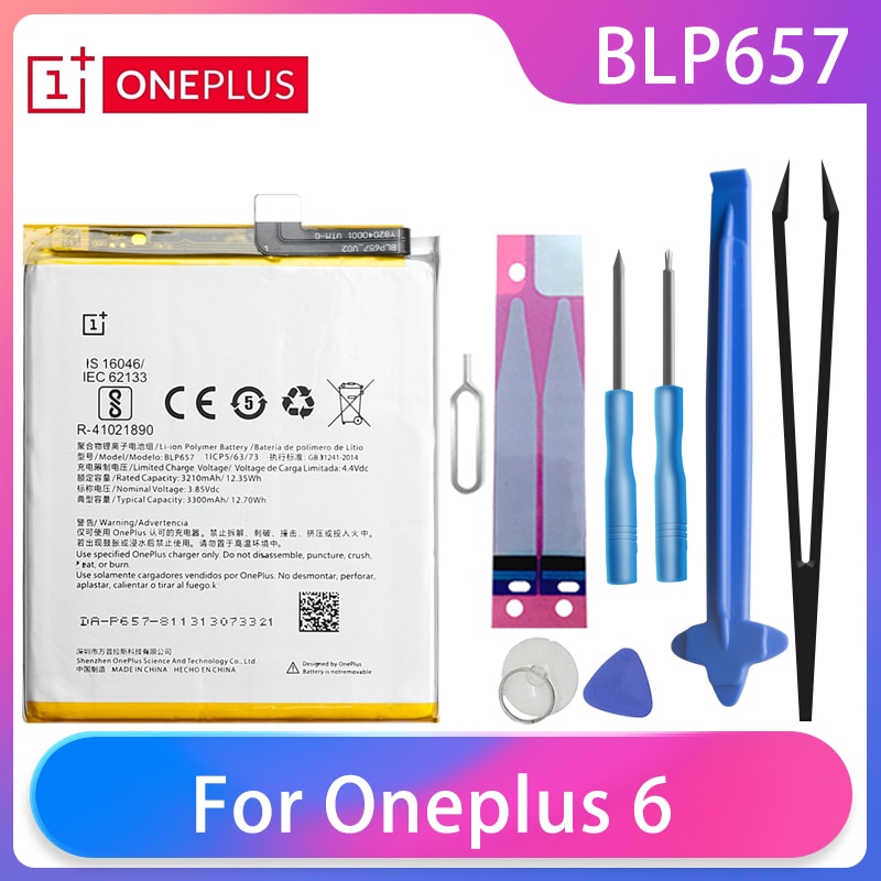 Original Oneplus 6 A6001 Telefon Batterie BLP657 3300mAh Hohe Kapazität eins Plus Telefon Batterien Kostenloser Werkzeuge Telefon AKKU