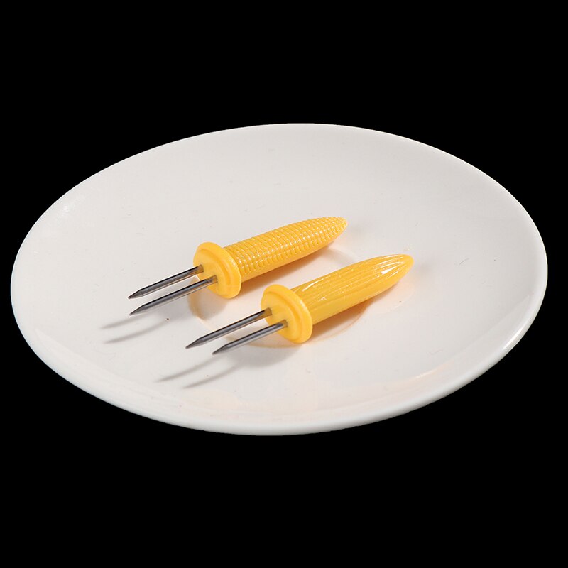 12 stk bbq sødekornholder gaffel majs på cob spyd hjemmefest madlavning majs på cob indehavere bbq gaffel