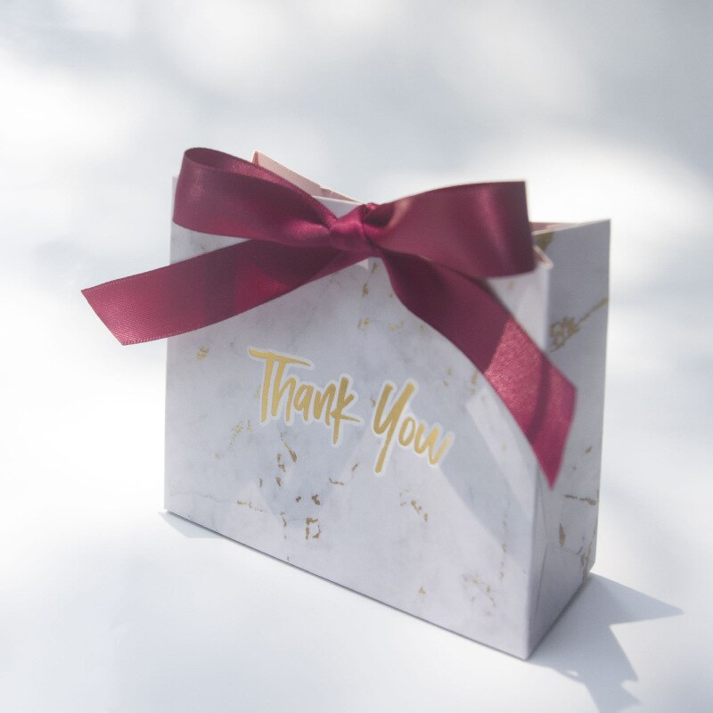 Grey Marble Mini Bag Box For Party Baby Shower Paper Chocolate Boxes Package Wedding Favours Candy Boxes: A