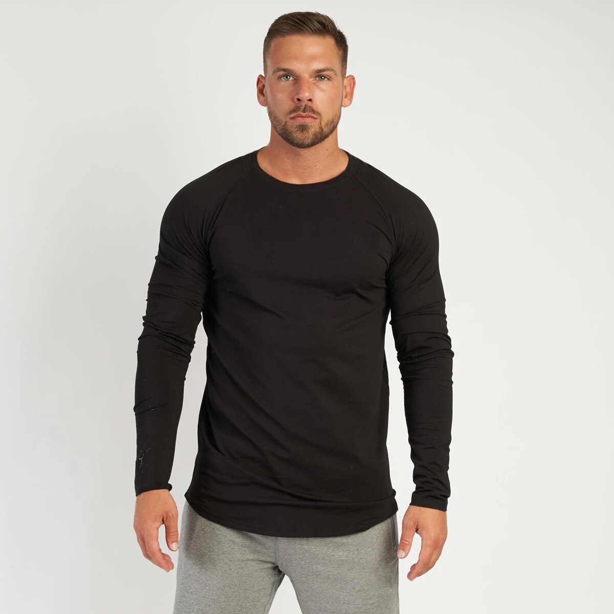 Herfst Heren Running Lange Mouw T-shirt Mannen Gym T-shirts Mannelijke Bodybuilding Tee Shirts Casual T-shirt Voor Man Sportkleding: Black / XXL