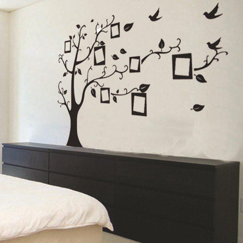 120x70cm Black 7pcs Photo Frame Family Tree Wall Stickers for Living Room Bedroom Home Decoration Decorative Stickers Wall Decal