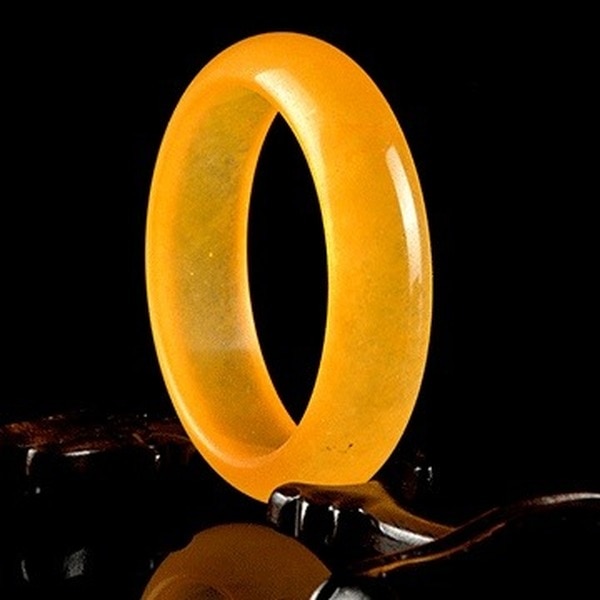 Genuine Natural Yellow Jade Bangle Bracelet Charm Jewellery Accessories Hand-Carved Lucky Amulet for Women Her Men