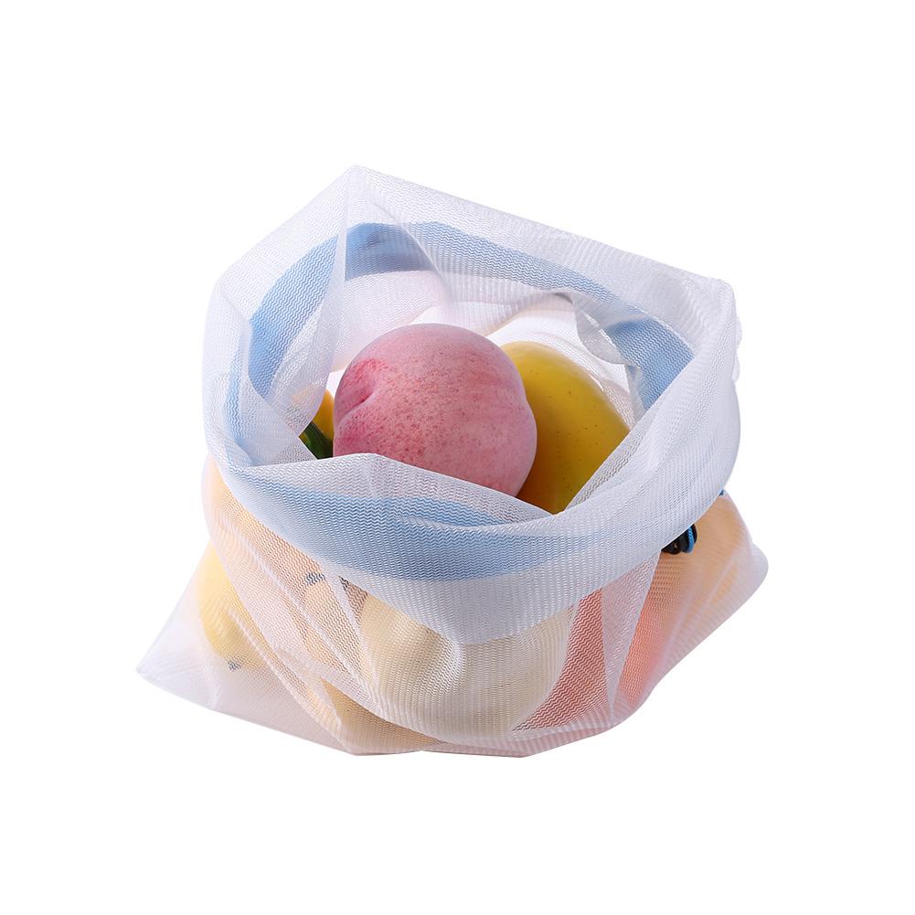 12Pcs Herbruikbare Shopper Trekkoord Sluiting Home Storage Stuff Mesh Bag Pouch Lichtgewicht Draagbare Praktische Wasbare Mesh Zakken
