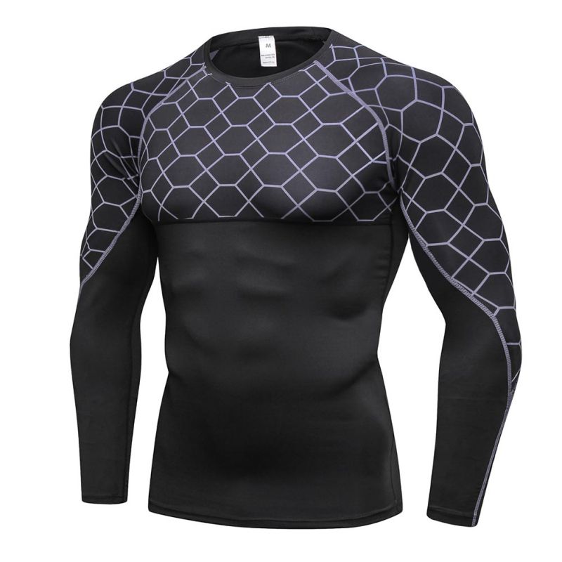 Man Quick Dry Compression Shirt Long Sleeves T Shirt Plus Size Fitness Clothing Solid Colorquick Dry Bodybuild Fitness Shirt
