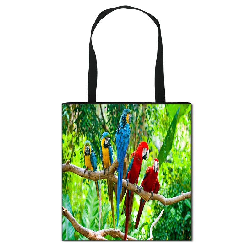 Dames schoudertas met dierenprint, papegaai, dames handtassen, grote casual tassen, dames canvas boodschappentas: Stdyw 06