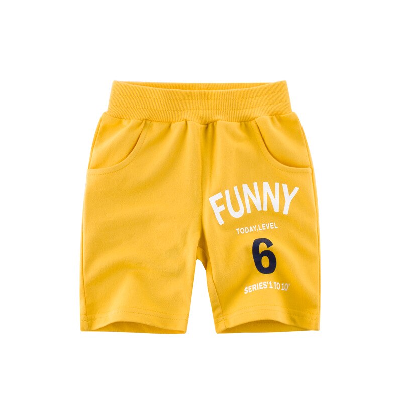 Calça esportiva infantil, calça curta de algodão para meninos 2-8 anos na altura dos joelhos, roupas para o verão de 2021: YELLOW / 6 T