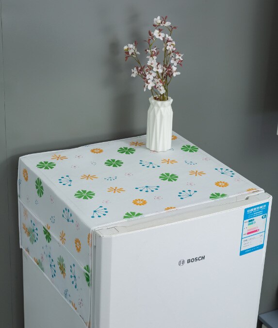 Cubierta blanca antipolvo para refrigerador, con bolsa de almacenamiento, cubierta impermeable para muebles, patrón de necesidad diaria Simple: color 08