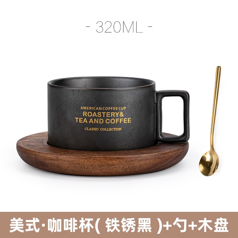 Black Luxury Ceramic Coffee Cup and Saucer Set Bone China Dinnerware Coffee Cup Sets Vaso Para Cafe Mug BD50CS: style12
