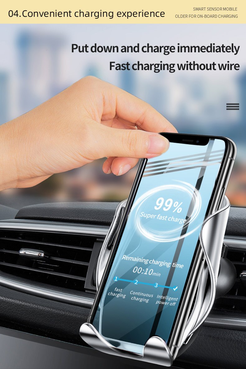 Automatic Clamping 15W Fast Car Wireless Charger for Samsung S20 S10 iPhone 11 Pro XS XR X 8 Infrared Sensor Phone Holder Mount