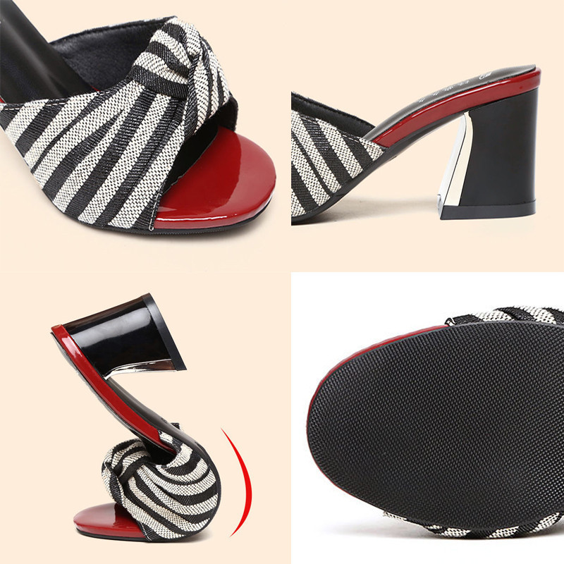 Sandalias de tacón cuadrado con nudo de mariposa para mujer, zapatos de oficina antideslizantes, de , de cuero PU, a la , de verano