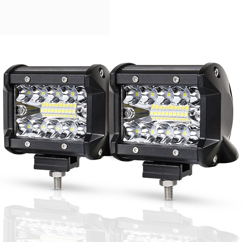 Barra de luz LED de trabajo para camiones, coches, tractores, todoterreno, SUV, 4WD, 4x4, barco, ATV, Combo de punto, 2x4 &quot;, 60W, 72W, 120W, 144W, 12V