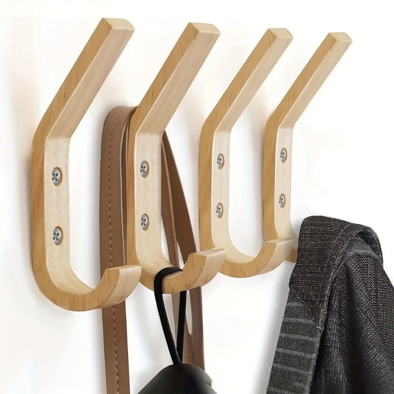 Exquisito gancho de madera para abrigos, gancho de pared, decoración de gancho de roble natural, organizador de pared de madera retro, gancho para colgar en la pared resistente