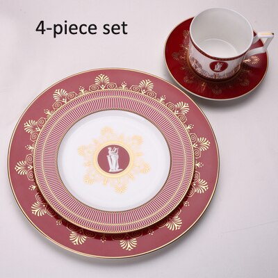 high-end ceramic tableware western food plate model room bone china steak plate home tableware set Steak cake plate