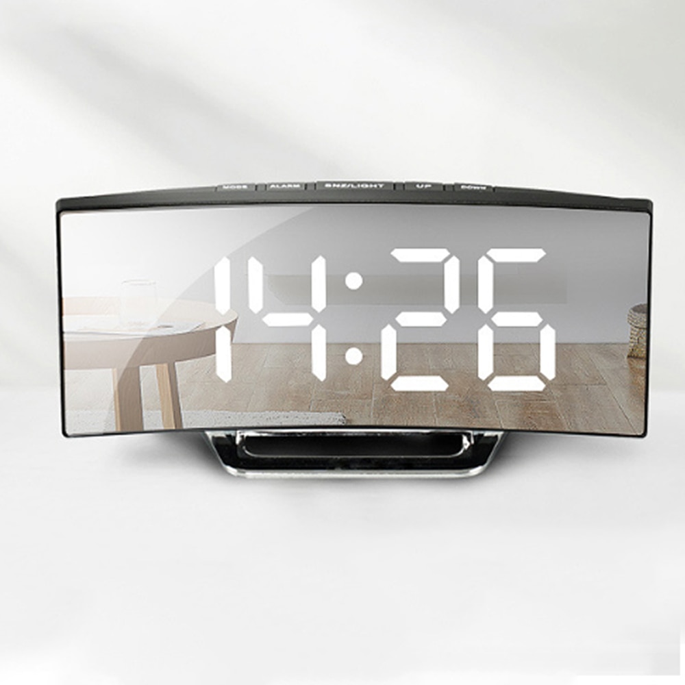 Digitale wekker 7 inch gebogen dimbaar led-scherm digitale klok voor kinderkamer groene grote cijfers klok lichtgewicht