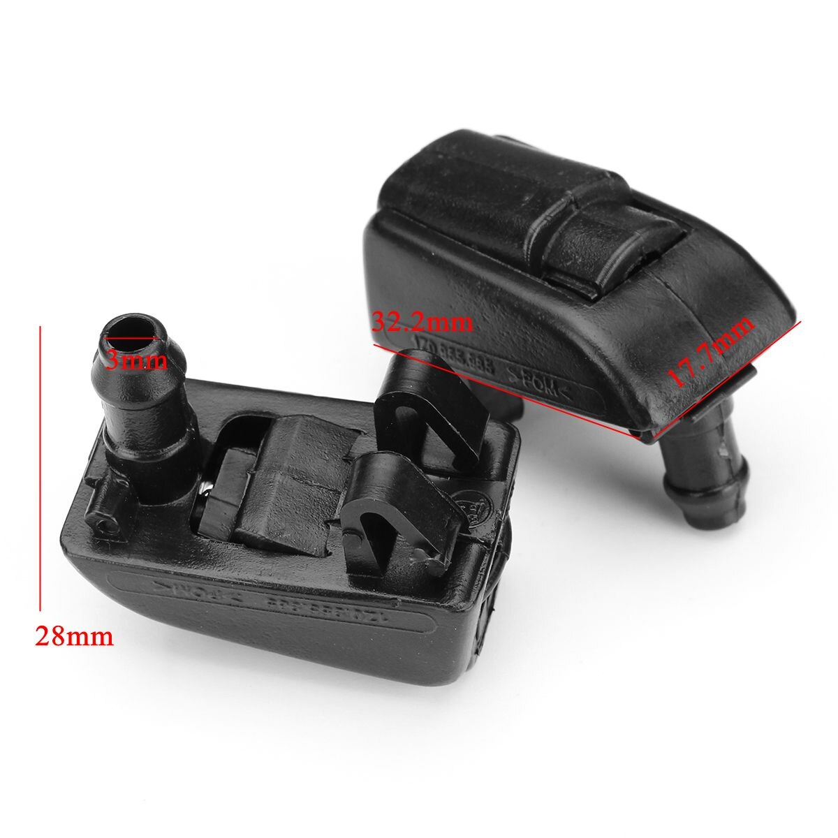 2pc Black Car Front Windshield Washer Nozzle Spray Jet Windscreen Glass Nozzle For Skoda Octavia