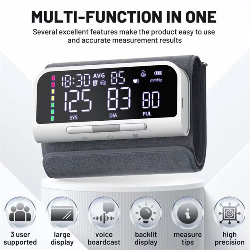 Bluetooth upper arm blood pressure monitor USB intelligent blood pressure monitor LED large screen heart rate pulse blood pressu
