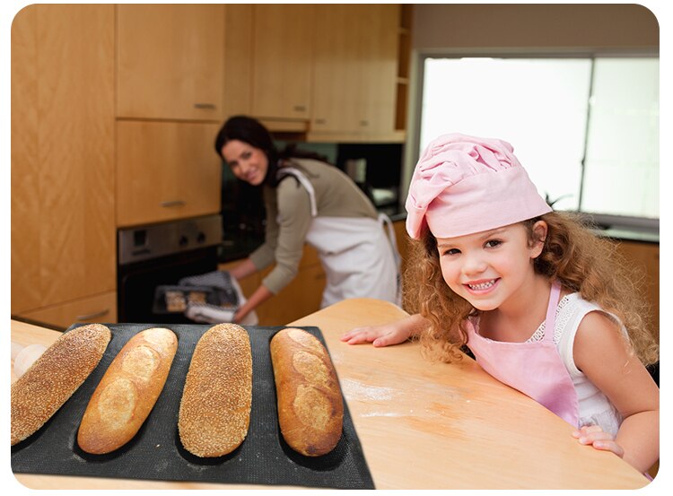 9" 4 channels Sub rollsilicone perforated Bread Baking Forms bread baking tray woven glass fabric bread mold