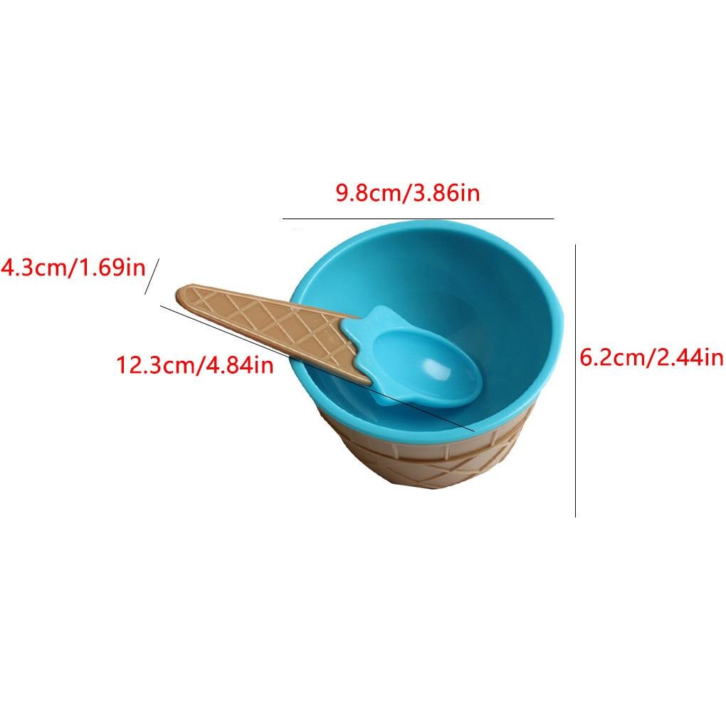 1Set Kids Ice Cream Bowl Spoon Set Durable Children Lovely Dessert Bowl DIY Ice Cream Tools icecream bowl+spoon