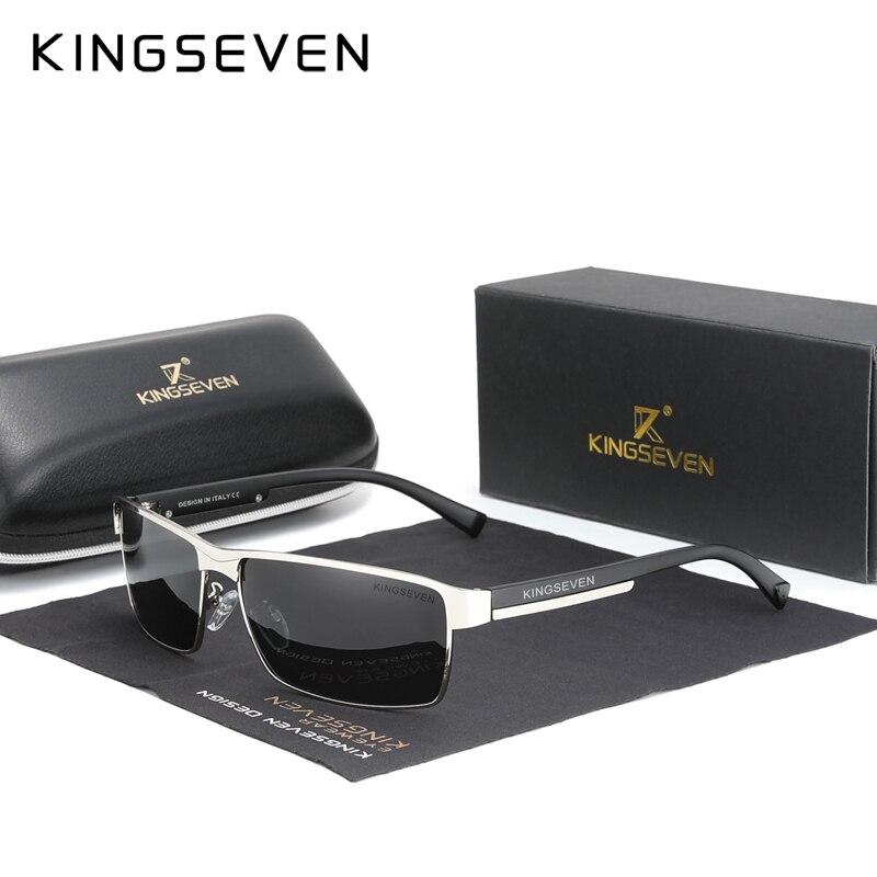 KINGSEVEN Men Polarized Photochromic Sunglasses Women Chameleon Sun Glasses UV400 Anti-glare Driving Square Eyeglasses: Silver